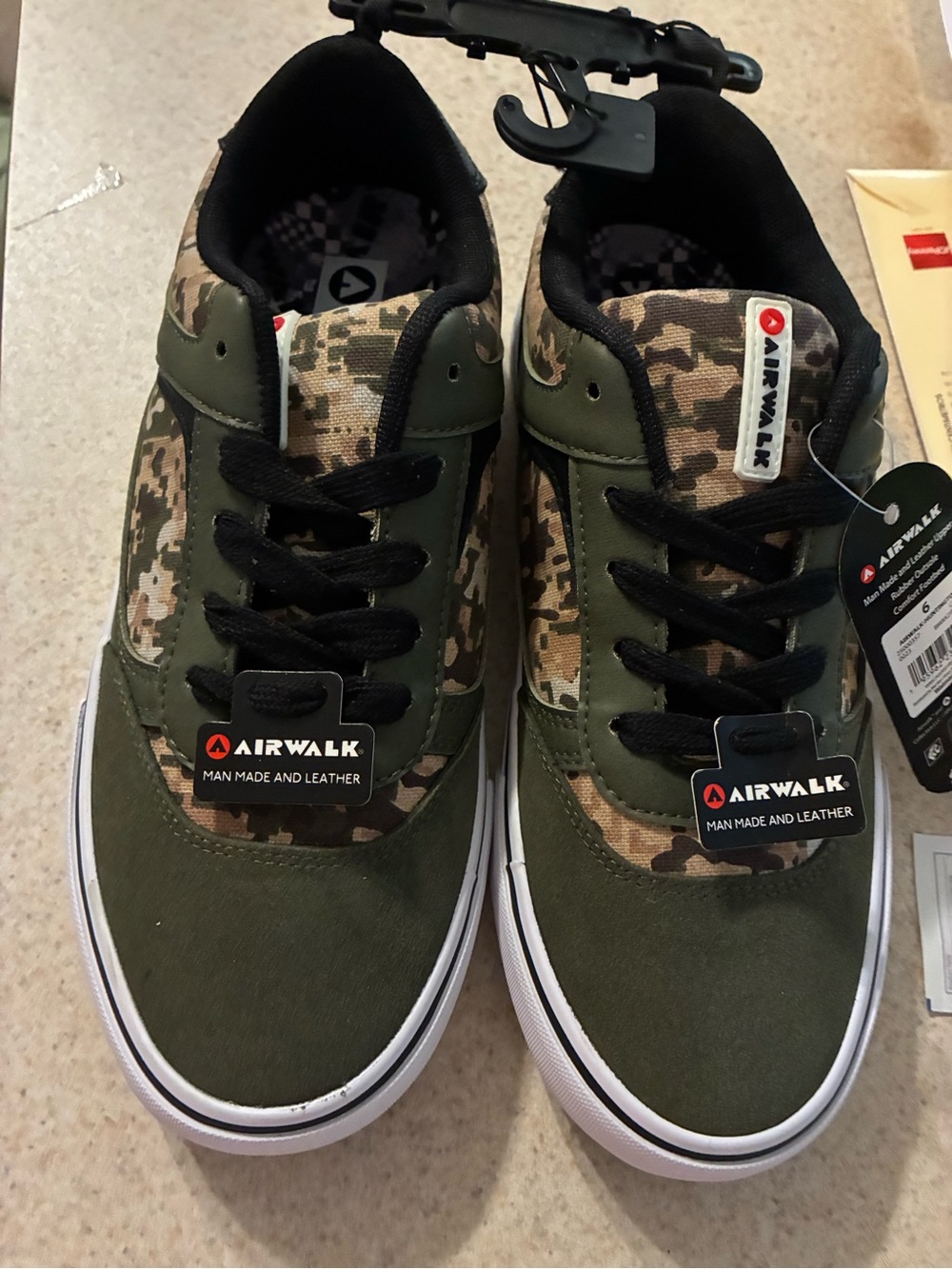 Airwalk Kids Olive Green Camo Skate Sneakers
